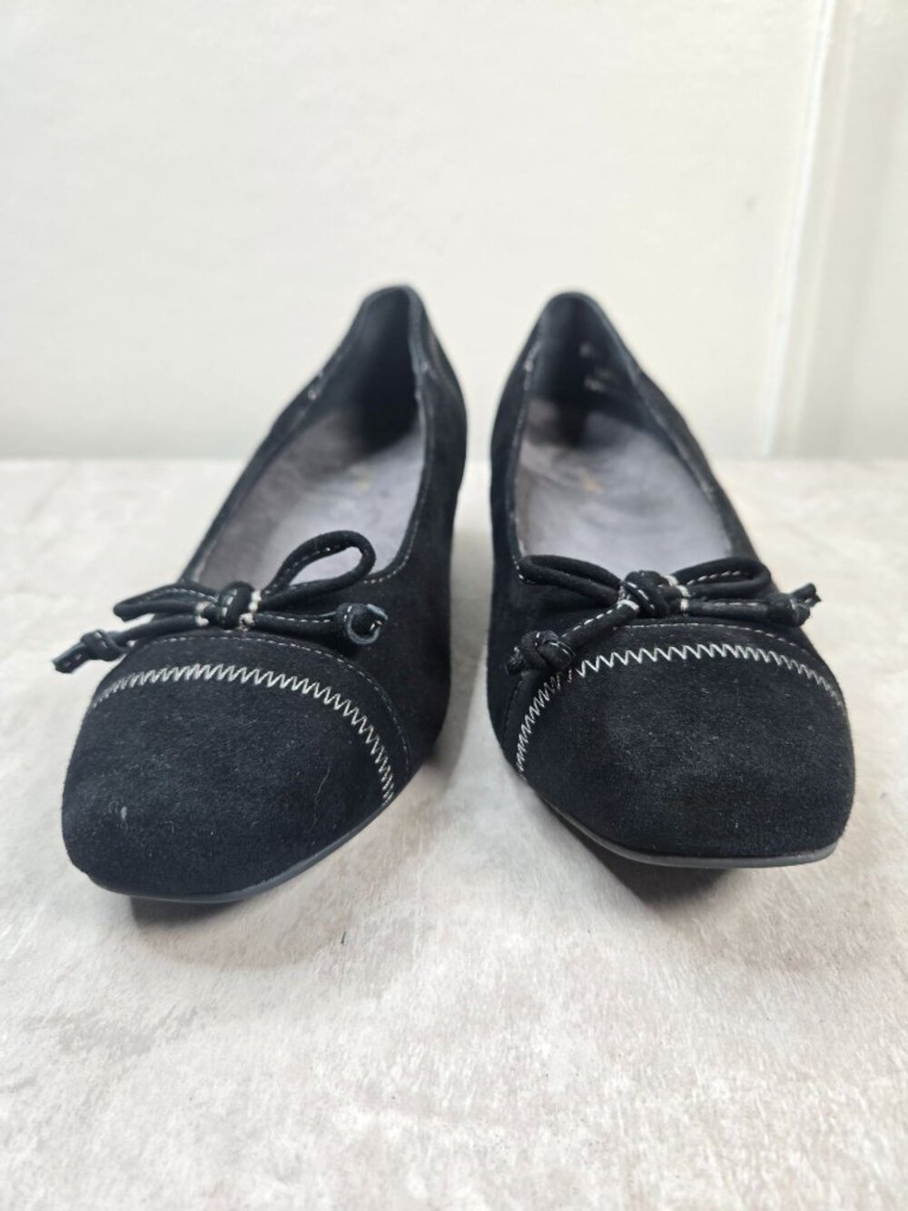 Arch Support Comfort Pumps 8.5 Wide Black Suede Block Heel Minimalist Dress Shoe - Picture 3 of 11